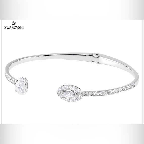 Swarovski Attract Bangle, White, Rhodium Plating Brand New - Picture 2 of 6